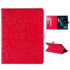 For iPad Pro 12.9 (2020) & Pro 12.9 (2018) Pressed Printing Sunflower Pattern Horizontal Flip PU Leather Tablet Case with Holder & Card Slots & Wallet(Red) - 1