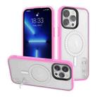 For iPhone 14 Pro Max Terminator MagSafe Magnetic Holder Phone Case(Transparent Pink) - 1