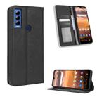 For AT&T Motivate Max U668AA / Cricket Ovation 3 Magnetic Buckle Retro Texture Leather Phone Case(Black) - 1