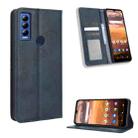 For AT&T Motivate Max U668AA / Cricket Ovation 3 Magnetic Buckle Retro Texture Leather Phone Case(Blue) - 1