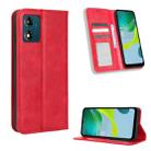 For Motorola Moto E13 4G Magnetic Buckle Retro Texture Leather Phone Case(Red) - 1