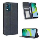 For Motorola Moto E13 4G Magnetic Buckle Retro Texture Leather Phone Case(Blue) - 1