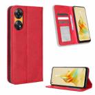 For OPPO Reno8 T 4G Magnetic Buckle Retro Texture Leather Phone Case(Red) - 1