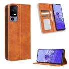 For TCL 40 R 5G Magnetic Buckle Retro Texture Leather Phone Case(Brown) - 1