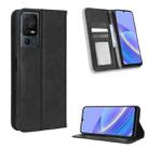 For TCL 40 SE Magnetic Buckle Retro Texture Leather Phone Case(Black) - 1