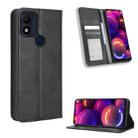 For TCL 305i Magnetic Buckle Retro Texture Leather Phone Case(Black) - 1