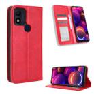 For TCL 305i Magnetic Buckle Retro Texture Leather Phone Case(Red) - 1