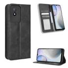 For vivo Y02 4G Magnetic Buckle Retro Texture Leather Phone Case(Black) - 1