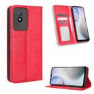 For vivo Y02 4G Magnetic Buckle Retro Texture Leather Phone Case(Red) - 1