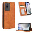 For vivo Y02 4G Magnetic Buckle Retro Texture Leather Phone Case(Brown) - 1