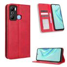 For Infinix Hot 20 Play Magnetic Buckle Retro Texture Leather Phone Case(Red) - 1