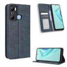 For Infinix Hot 20 Play Magnetic Buckle Retro Texture Leather Phone Case(Blue) - 1