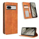 For Google Pixel 7a Magnetic Buckle Retro Texture Leather Phone Case(Brown) - 1