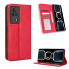 For Xiaomi Redmi K60E 5G Magnetic Buckle Retro Texture Leather Phone Case(Red) - 1