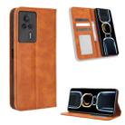 For Xiaomi Redmi K60E 5G Magnetic Buckle Retro Texture Leather Phone Case(Brown) - 1