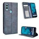 For Kyocera Android One S10 Magnetic Buckle Retro Texture Leather Phone Case(Blue) - 1