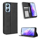 For Blackview A52 Magnetic Buckle Retro Texture Leather Phone Case(Black) - 1