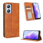 For Blackview A52 Magnetic Buckle Retro Texture Leather Phone Case(Brown) - 1