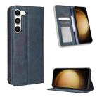 For Samsung Galaxy S23+ 5G Magnetic Buckle Retro Texture Leather Phone Case(Blue) - 1