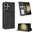 For Samsung Galaxy S23 Ultra 5G Magnetic Buckle Retro Texture Leather Phone Case(Black) - 1