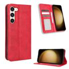 For Samsung Galaxy S23 5G Magnetic Buckle Retro Texture Leather Phone Case(Red) - 1