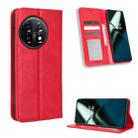 For OnePlus 11 5G Magnetic Buckle Retro Texture Leather Phone Case(Red) - 1