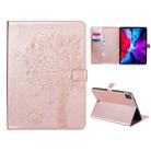 For iPad Pro 12.9 (2020) Pressed Printing Cat and Tree Pattern Horizontal Flip Leather Tablet Case with Holder & Card Slots & Wallet(Rose Gold) - 1