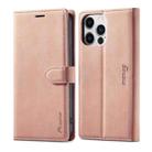 For iPhone 14 Pro Max Forwenw F1 Series Matte Strong Magnetism Leather Phone Case(Rose Gold) - 1