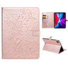 For iPad Pro 12.9 (2020) Pressed Printing Woman and Cat Pattern Horizontal Flip Leather Tablet Case with Holder & Card Slots & Wallet(Rose Gold) - 1