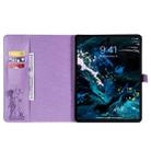 For iPad Pro 12.9 (2020) Pressed Printing Woman and Cat Pattern Horizontal Flip Leather Tablet Case with Holder & Card Slots & Wallet(Purple) - 4