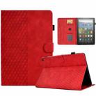 For Amazon Kindle Fire HD8 2020 Rhombus Embossed Leather Tablet Case(Red) - 1