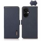 For OnePlus Nord CE 3 KHAZNEH Side-Magnetic Litchi Genuine Leather RFID Phone Case(Blue) - 1