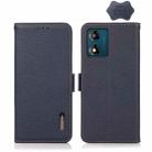 For Motorola Moto E13 2023 4G KHAZNEH Side-Magnetic Litchi Genuine Leather RFID Phone Case(Blue) - 1