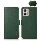 For Motorola Moto G13 / G23 / G53 5G KHAZNEH Side-Magnetic Litchi Genuine Leather RFID Phone Case(Green) - 1