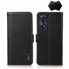 For OPPO Reno8 T 4G Global KHAZNEH Side-Magnetic Litchi Genuine Leather RFID Phone Case(Black) - 1