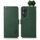 For OPPO Reno8 T 4G Global KHAZNEH Side-Magnetic Litchi Genuine Leather RFID Phone Case(Green) - 1