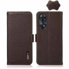 For OPPO Reno8 T 4G Global KHAZNEH Side-Magnetic Litchi Genuine Leather RFID Phone Case(Brown) - 1