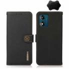 For Motorola Moto E13 2023 4G KHAZNEH Custer Texture RFID Genuine Leather Phone Case(Black) - 1