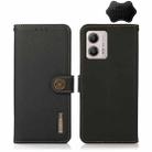 For Motorola Moto G13 / G23 / G53 5G KHAZNEH Custer Texture RFID Genuine Leather Phone Case(Black) - 1