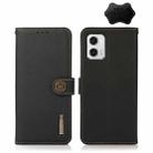 For Motorola Moto G73 5G KHAZNEH Custer Texture RFID Genuine Leather Phone Case(Black) - 1