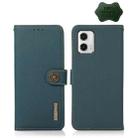 For Motorola Moto G73 5G KHAZNEH Custer Texture RFID Genuine Leather Phone Case(Green) - 1
