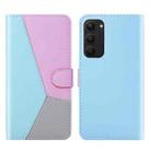 For Samsung Galaxy S23+ 5G Tricolor Stitching Flip Leather Phone Case(Blue) - 1