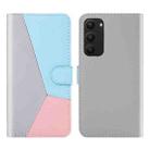 For Samsung Galaxy S23+ 5G Tricolor Stitching Flip Leather Phone Case(Grey) - 1