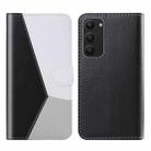 For Samsung Galaxy S23+ 5G Tricolor Stitching Flip Leather Phone Case(Black) - 1