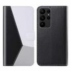 For Samsung Galaxy S23 Ultra 5G Tricolor Stitching Flip Leather Phone Case(Black) - 1