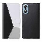 For OPPO A17 Tricolor Stitching Flip Leather Phone Case(Black) - 1