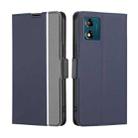 For Motorola Moto E13 4G Twill Texture Side Buckle Leather Phone Case(Blue) - 1