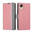 For OPPO A17k Twill Texture Side Buckle Leather Phone Case(Pink) - 1