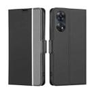 For OPPO Reno8 T 4G Twill Texture Side Buckle Leather Phone Case(Black) - 1