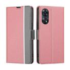 For OPPO Reno8 T 4G Twill Texture Side Buckle Leather Phone Case(Pink) - 1